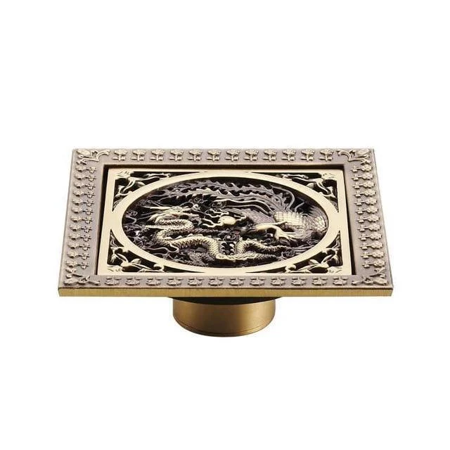 Decorative Brass Bathroom Floor Waste Drain, Square Shower Floor Drain -Bathlova