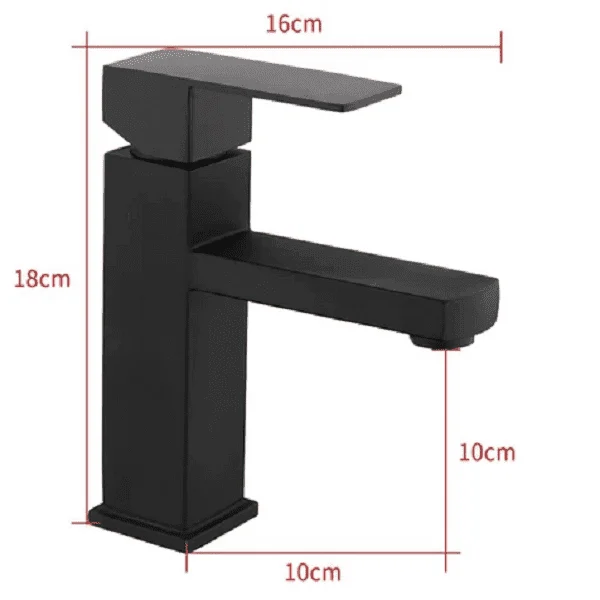 Desire - Black Stainless Steel Square Bathroom Tap -Bathlova