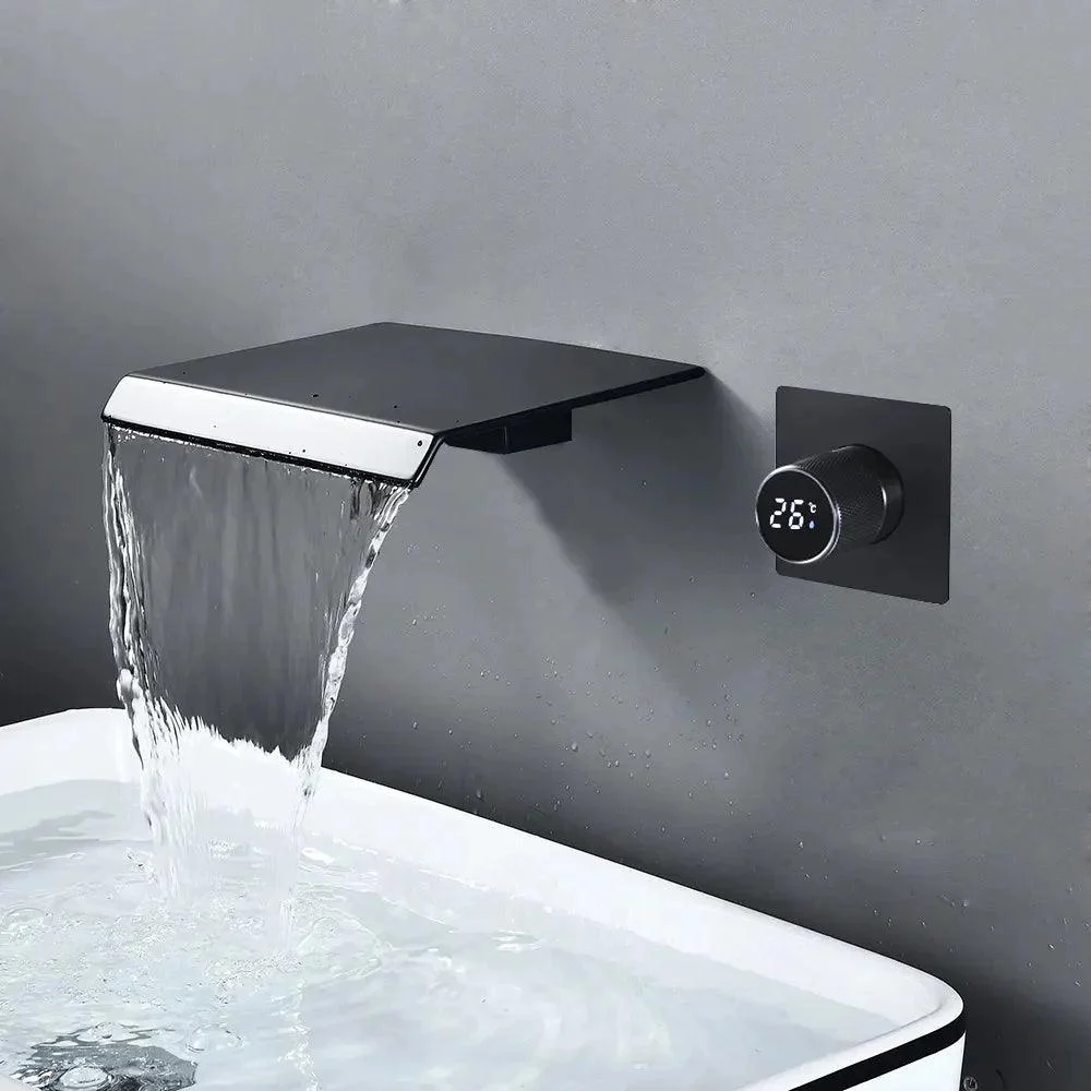 Digital Display Bathroom Tap Wall Mounted Waterfall Basin Tap -Bathlova