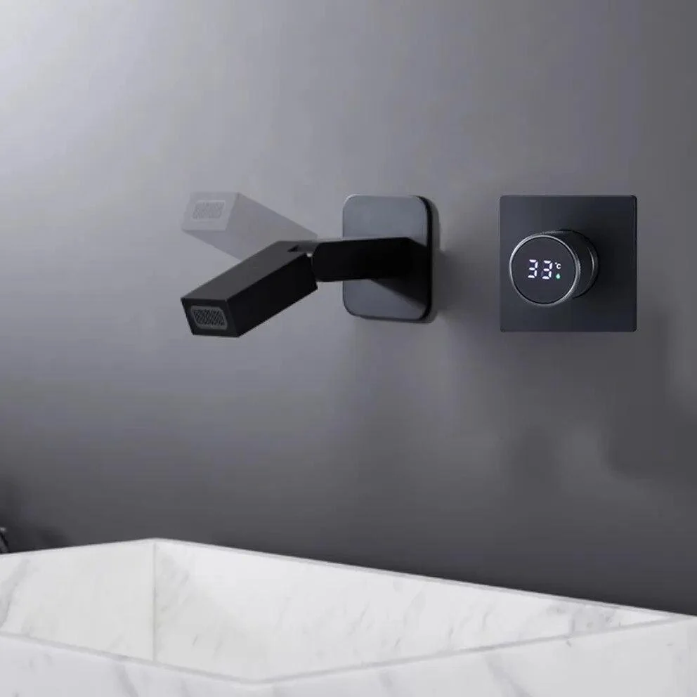 Digital Display Bathroom Tap Wall Mounted Waterfall Basin Tap -Bathlova