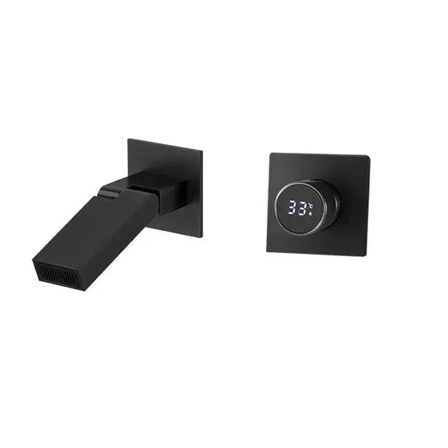 Digital Display Bathroom Tap Wall Mounted Waterfall Basin Tap -Bathlova