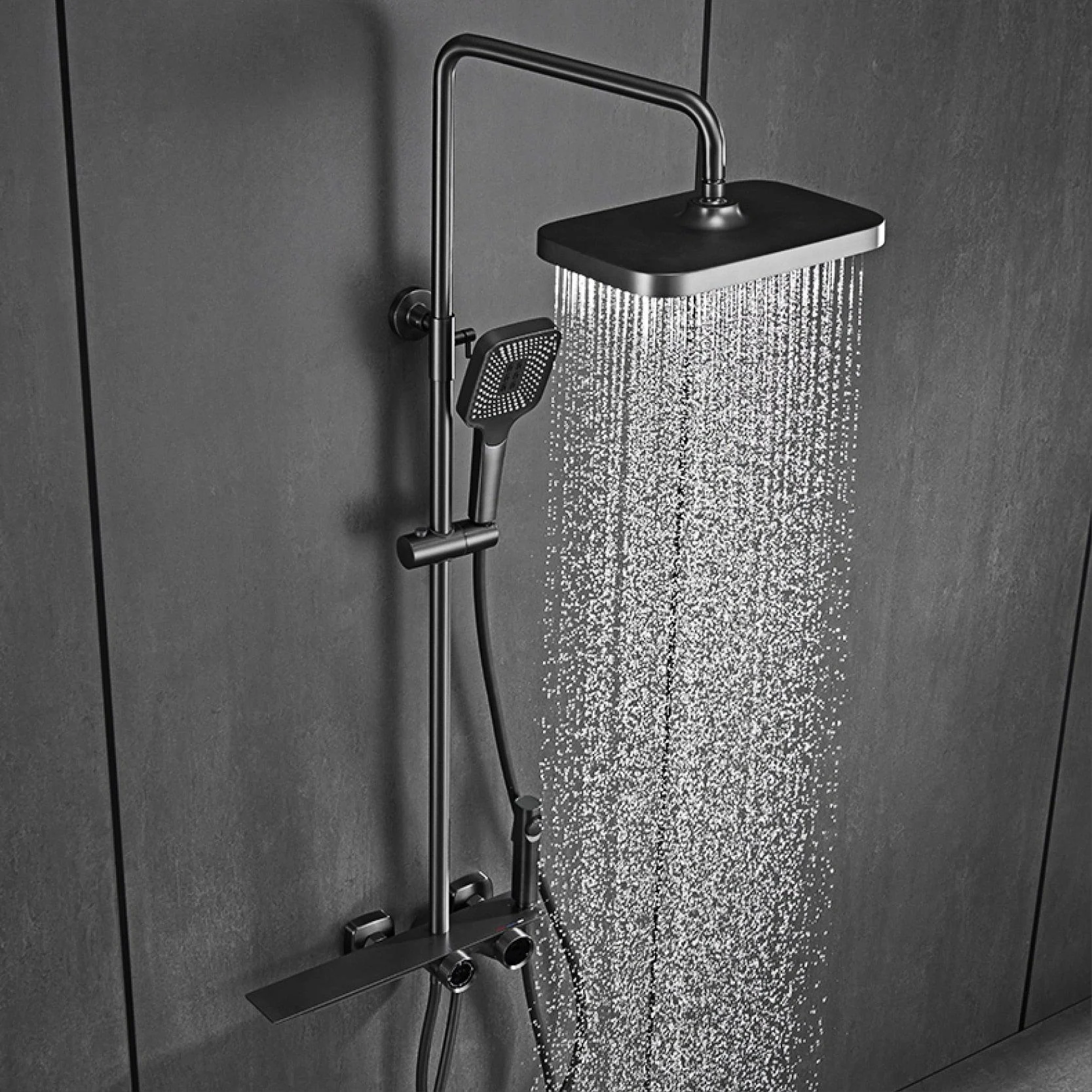 Digital Display Design Waterfall Water Outlet Dual Control Shower Tap -Bathlova