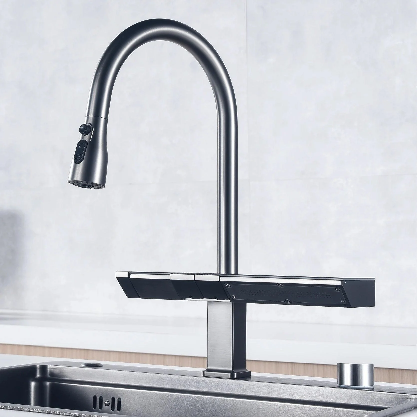 Digital Display Kitchen Tap Pull-out Single Handle 2 Control Tap -Bathlova