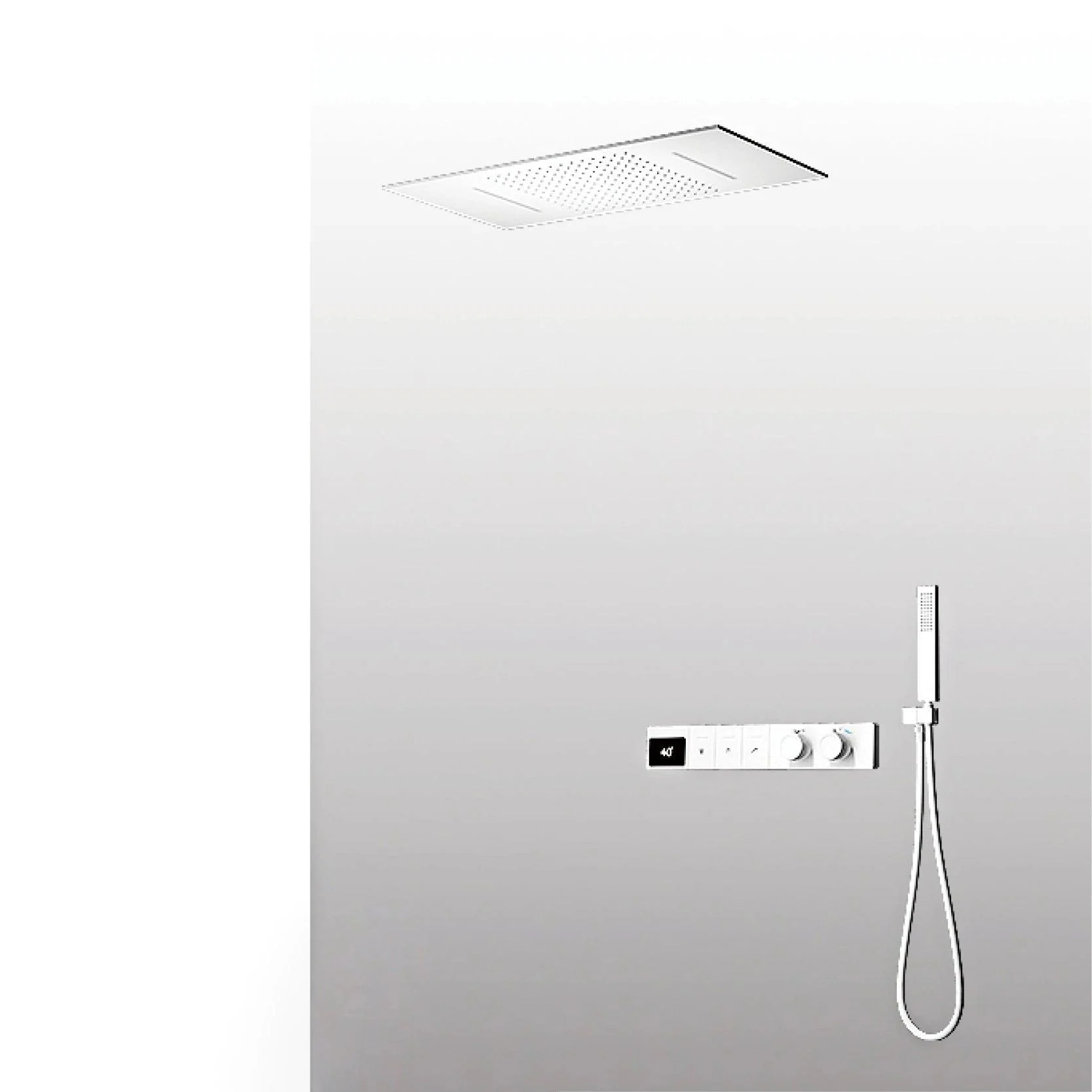 Digital Display Shower System With Hidden Design Wall Mounted Tap -Bathlova