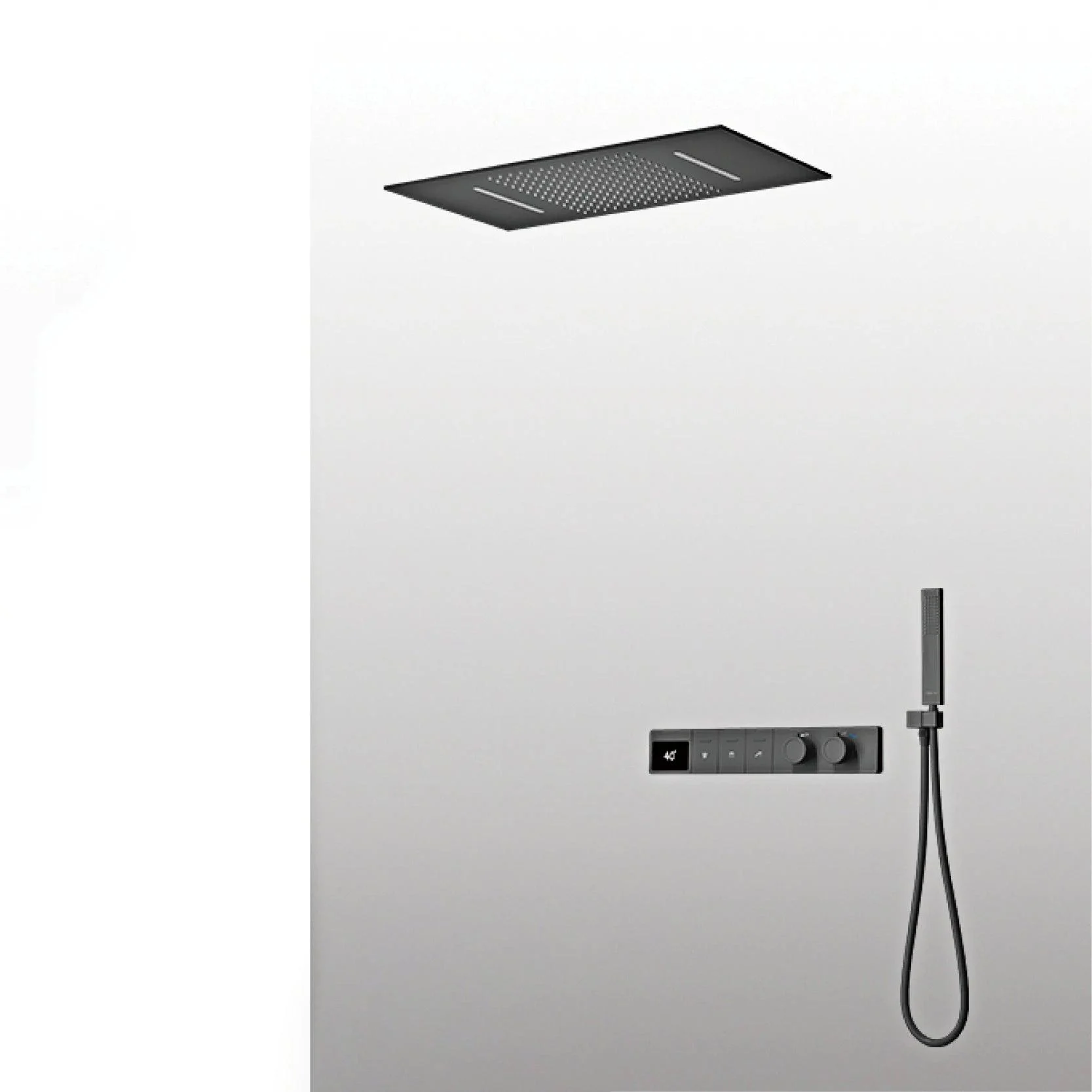 Digital Display Shower System With Hidden Design Wall Mounted Tap -Bathlova