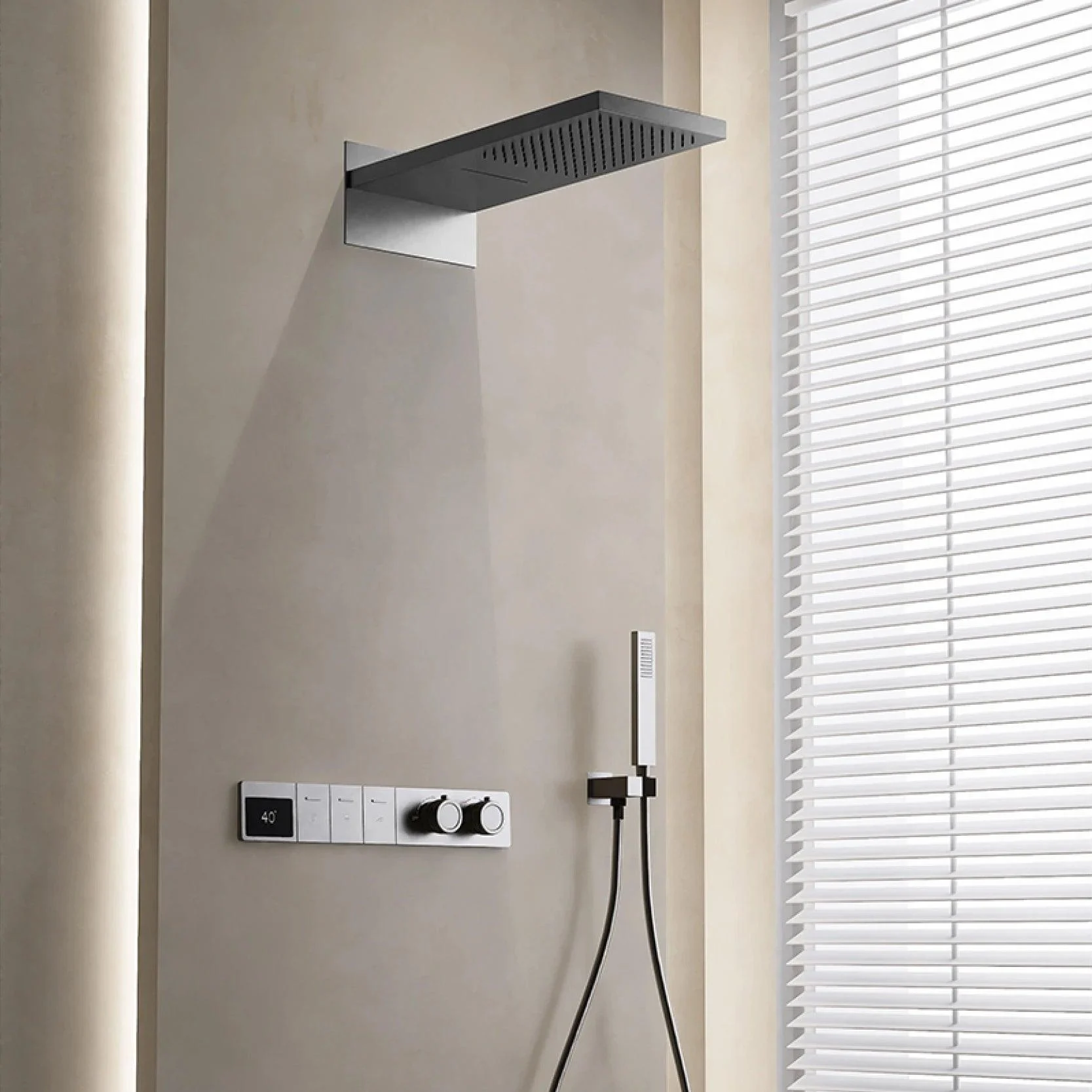 Digital Display Shower System With Hidden Design Wall Mounted Tap -Bathlova