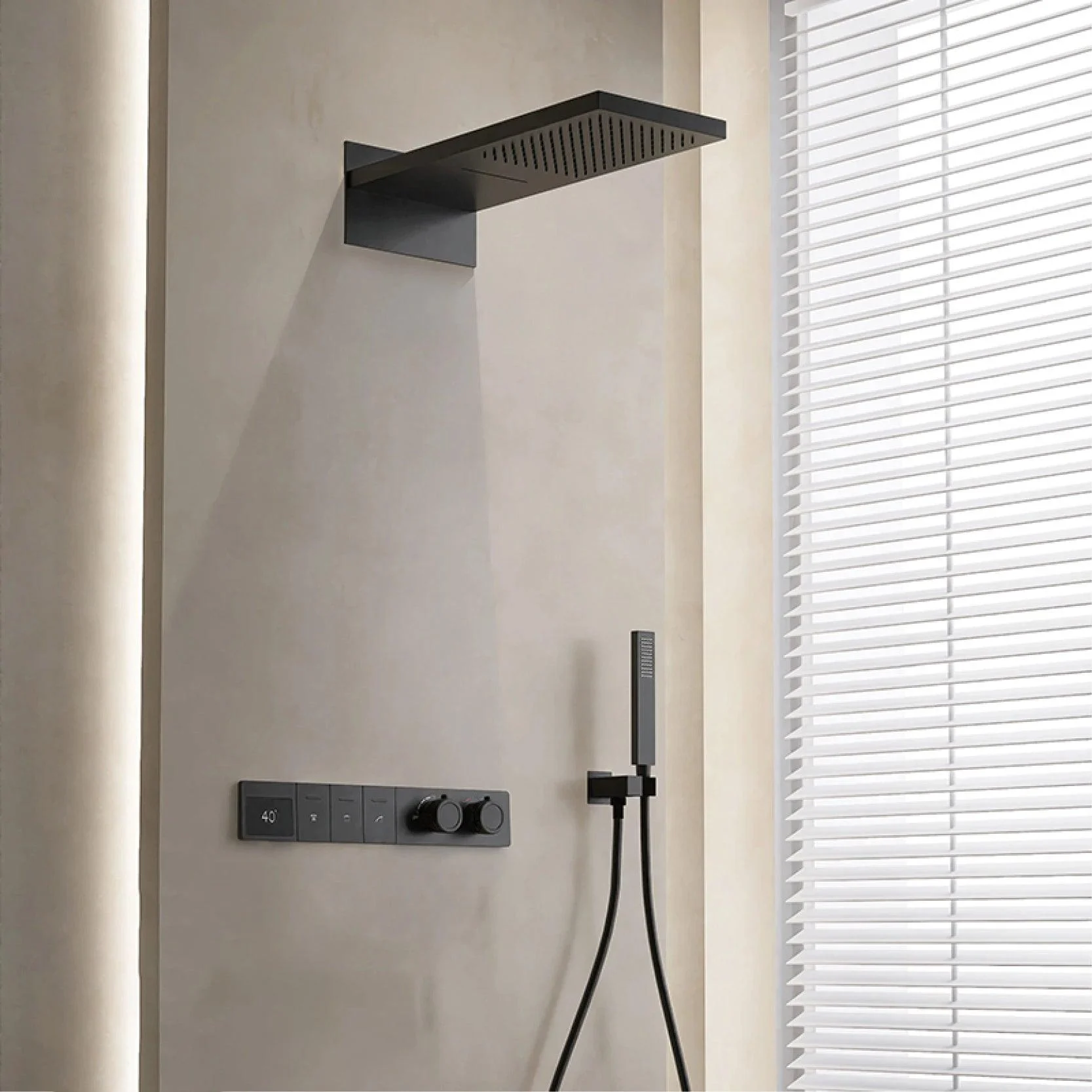 Digital Display Shower System With Hidden Design Wall Mounted Tap -Bathlova