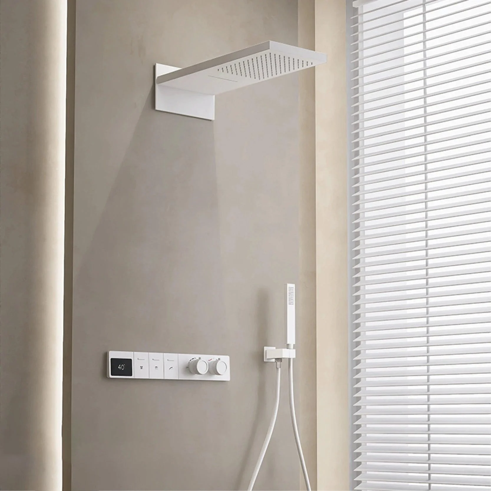 Digital Display Shower System With Hidden Design Wall Mounted Tap -Bathlova