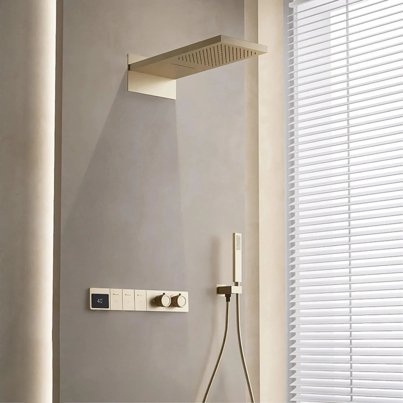 Digital Display Shower System With Hidden Design Wall Mounted Tap -Bathlova