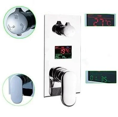 Digital Temperature Display Thermostatic Triple Mixer Control Valve -Bathlova