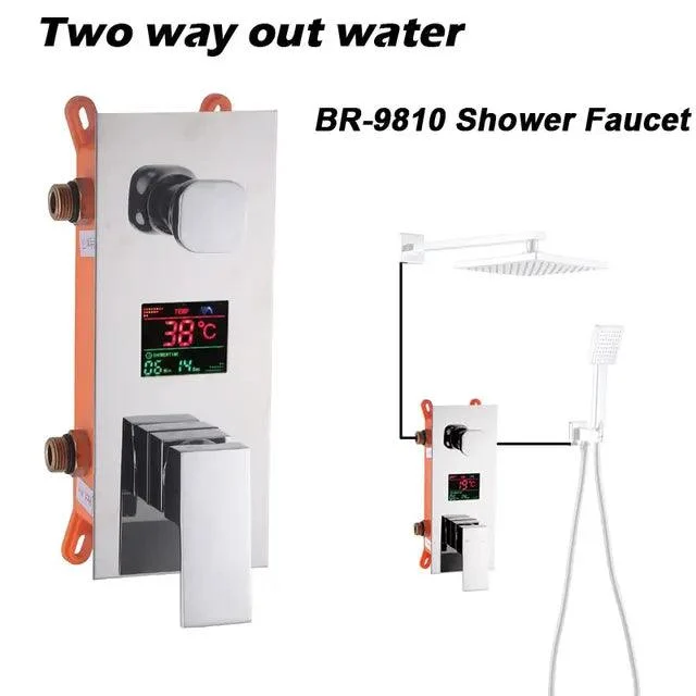 Digital Wall Mounted 2 or 3 Way Shower Mixer Valve Control With Display -Bathlova