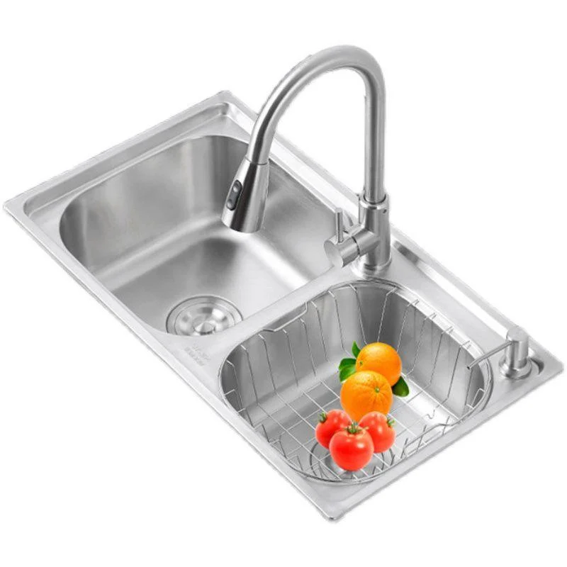 Dirt Resistant Kitchen Double Sink Stainless Steel Drop-In Kitchen Sink -Bathlova