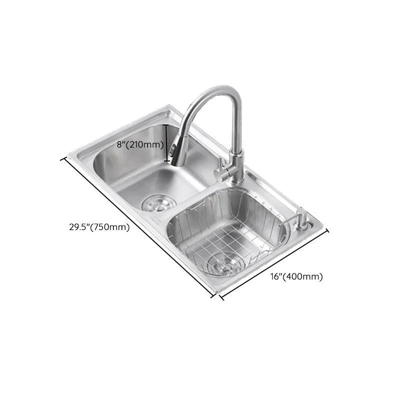 Dirt Resistant Kitchen Double Sink Stainless Steel Drop-In Kitchen Sink -Bathlova