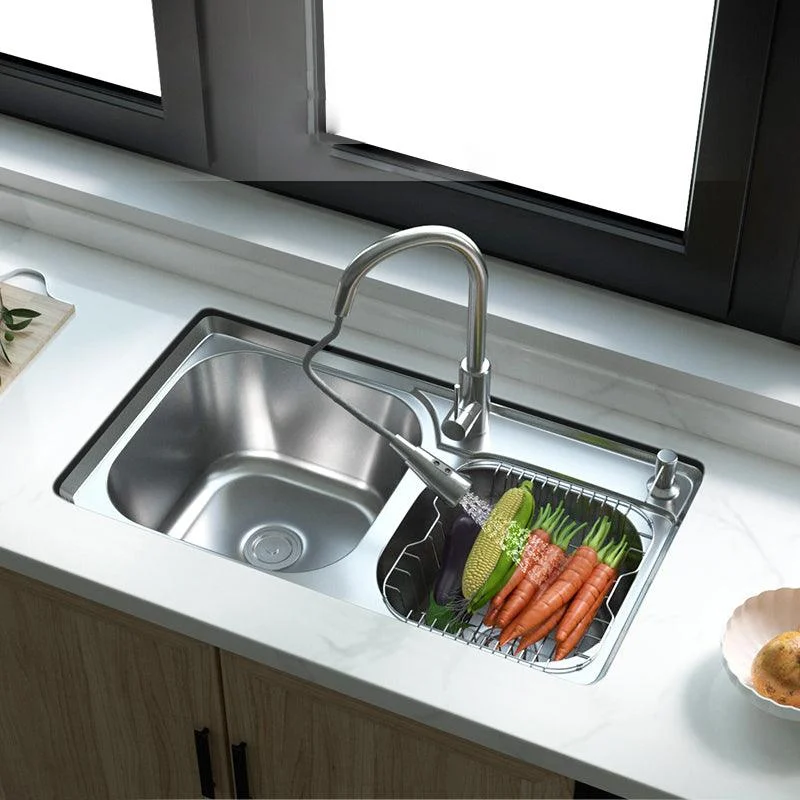 Dirt Resistant Kitchen Double Sink Stainless Steel Drop-In Kitchen Sink -Bathlova