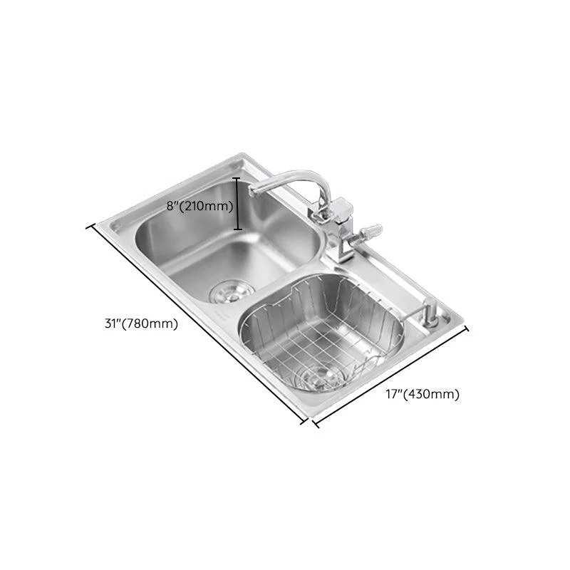 Dirt Resistant Kitchen Double Sink Stainless Steel Drop-In Kitchen Sink -Bathlova