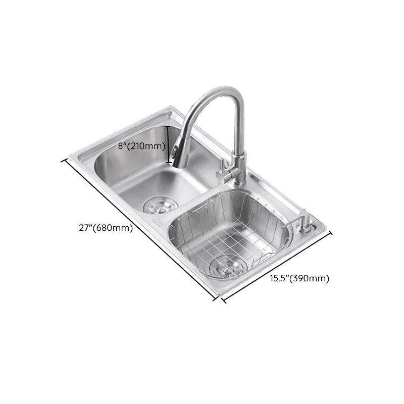 Dirt Resistant Kitchen Double Sink Stainless Steel Drop-In Kitchen Sink -Bathlova