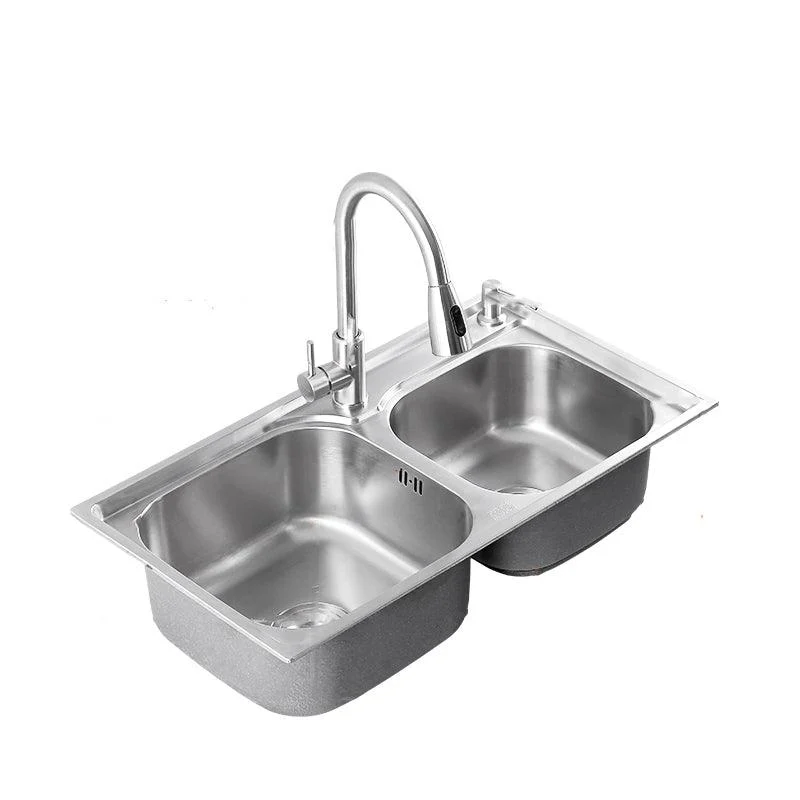 Dirt Resistant Kitchen Double Sink Stainless Steel Drop-In Kitchen Sink -Bathlova