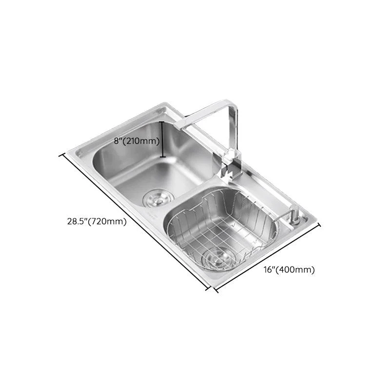 Dirt Resistant Kitchen Double Sink Stainless Steel Drop-In Kitchen Sink -Bathlova