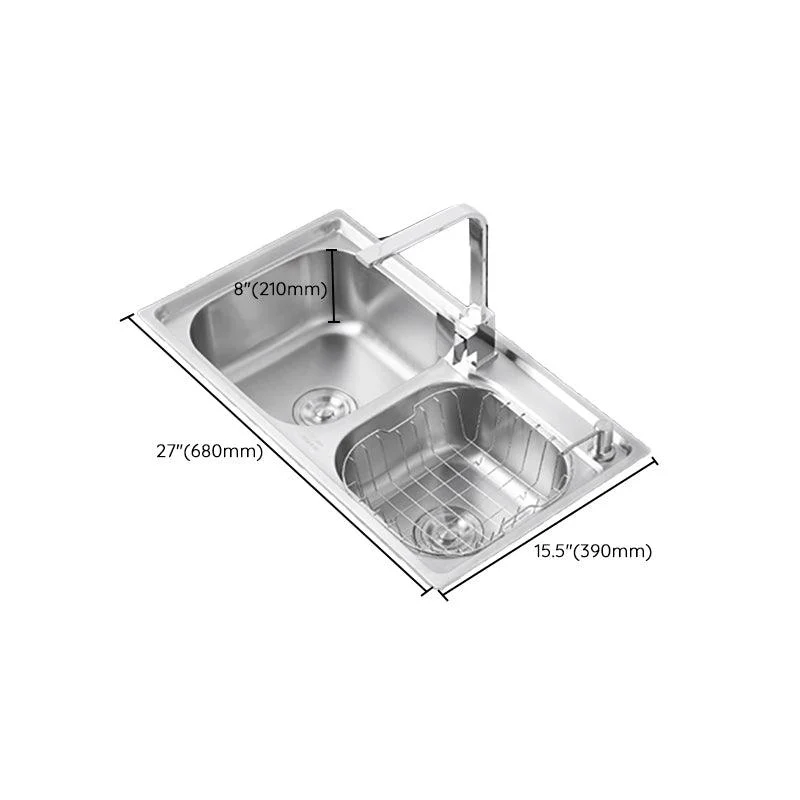 Dirt Resistant Kitchen Double Sink Stainless Steel Drop-In Kitchen Sink -Bathlova