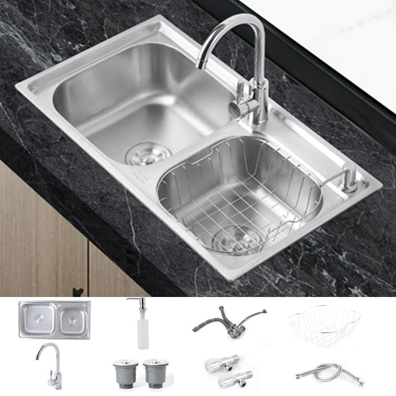 Dirt Resistant Kitchen Double Sink Stainless Steel Drop-In Kitchen Sink -Bathlova