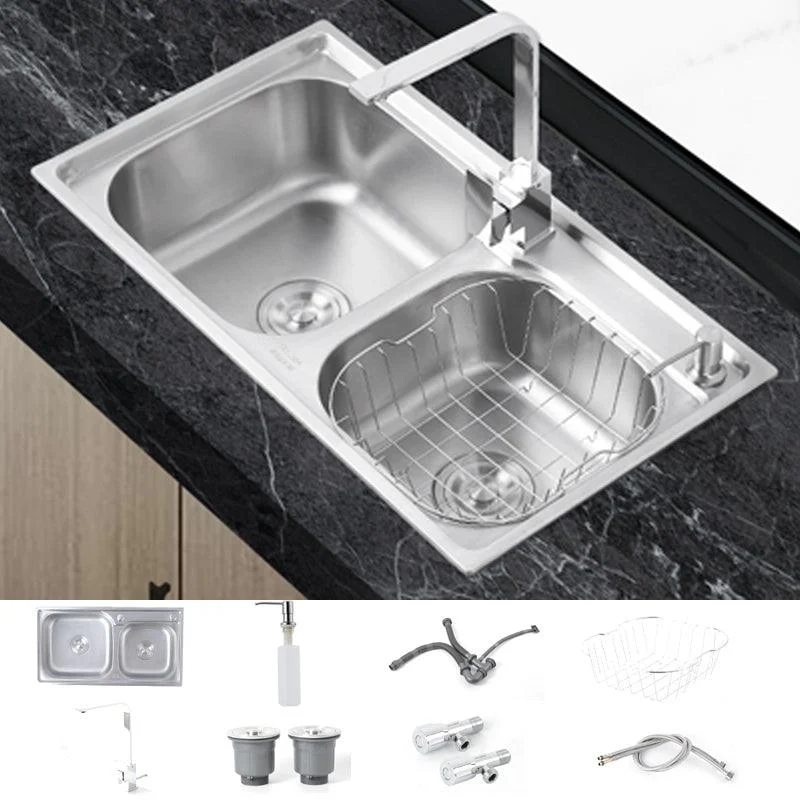 Dirt Resistant Kitchen Double Sink Stainless Steel Drop-In Kitchen Sink -Bathlova