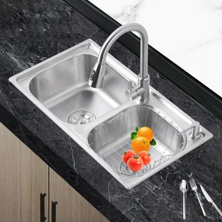 Dirt Resistant Kitchen Double Sink Stainless Steel Drop-In Kitchen Sink -Bathlova