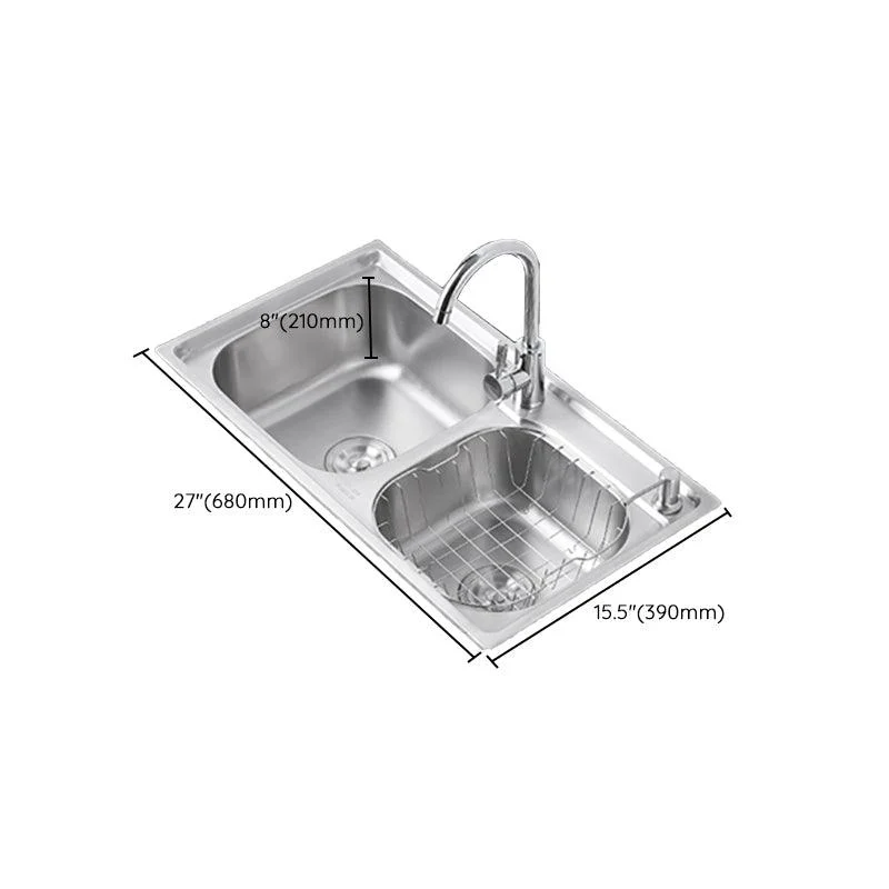 Dirt Resistant Kitchen Double Sink Stainless Steel Drop-In Kitchen Sink -Bathlova