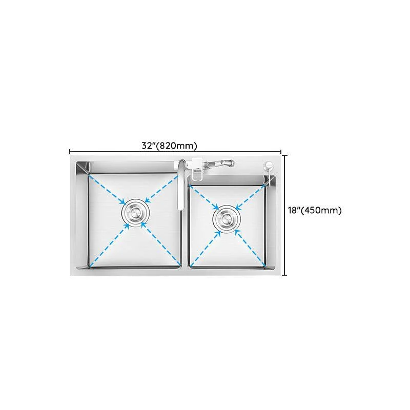 Dirt Resistant Kitchen Sink Soundproof Detail Kitchen Double Sink with Overflow Hole -Bathlova