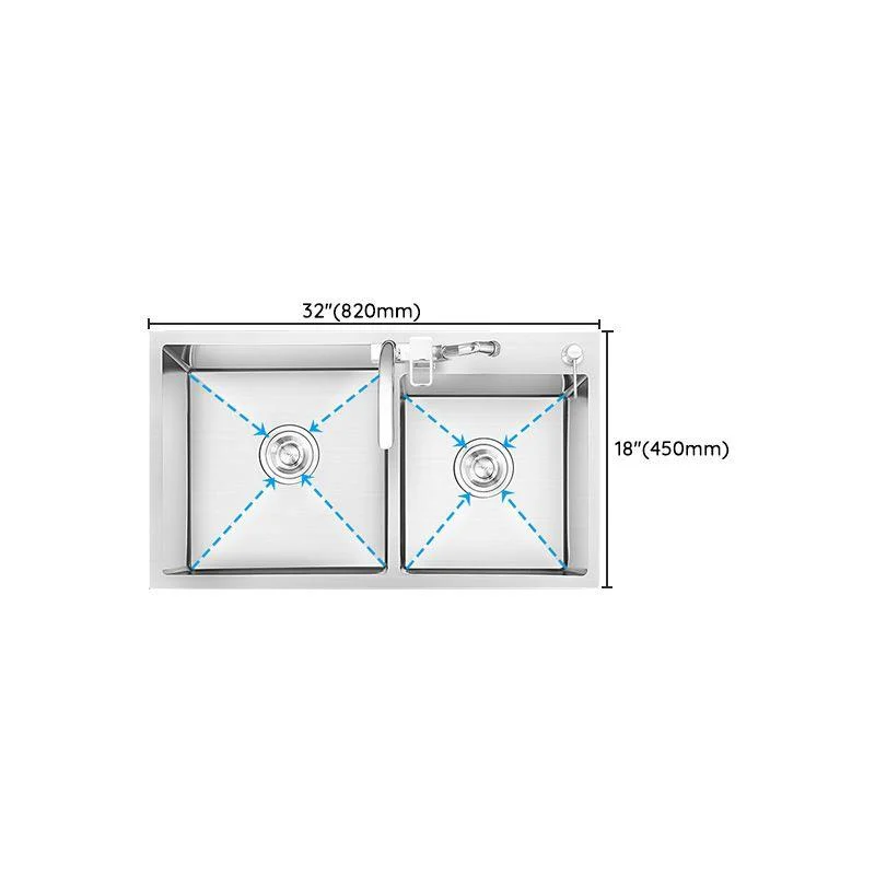 Dirt Resistant Kitchen Sink Soundproof Detail Kitchen Double Sink with Overflow Hole -Bathlova