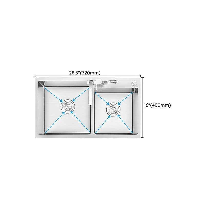 Dirt Resistant Kitchen Sink Soundproof Detail Kitchen Double Sink with Overflow Hole -Bathlova