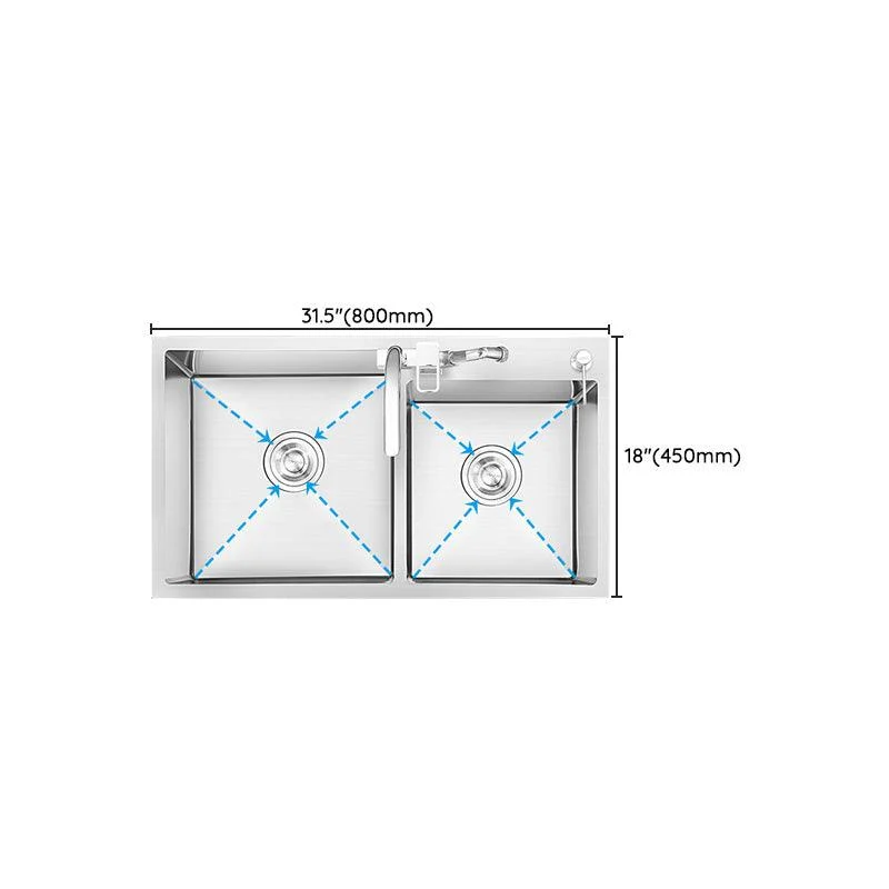 Dirt Resistant Kitchen Sink Soundproof Detail Kitchen Double Sink with Overflow Hole -Bathlova