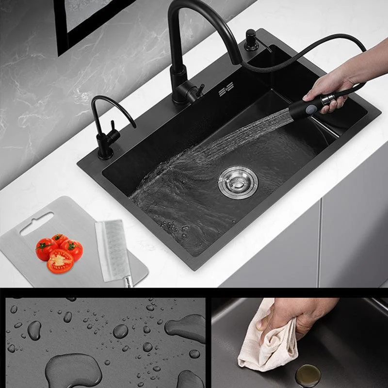 Dirt Resistant Kitchen Sink Soundproof Detail Kitchen Sink with Overflow Hole -Bathlova