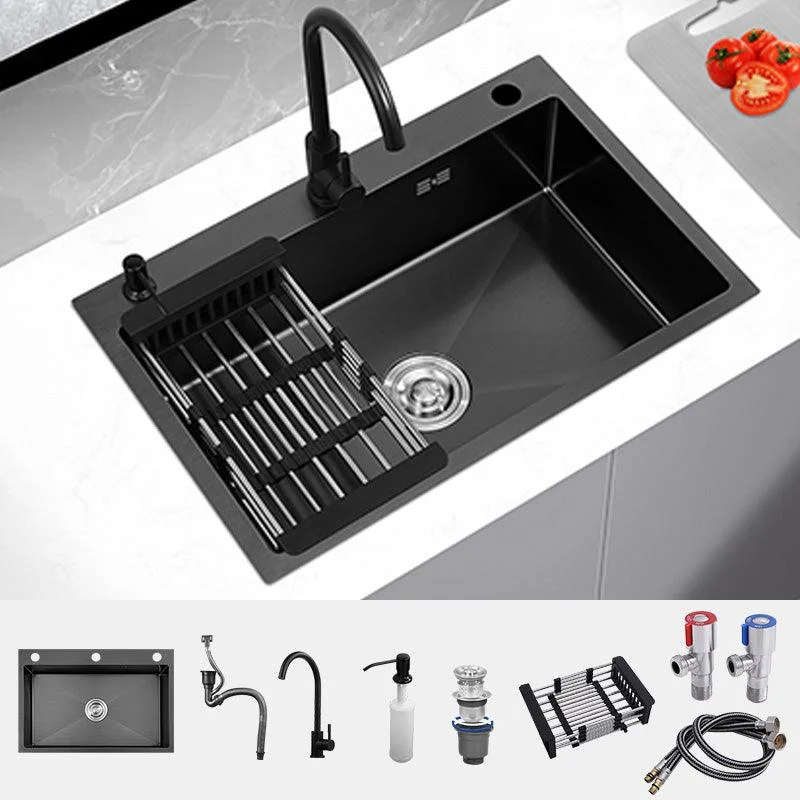 Dirt Resistant Kitchen Sink Soundproof Detail Kitchen Sink with Overflow Hole -Bathlova