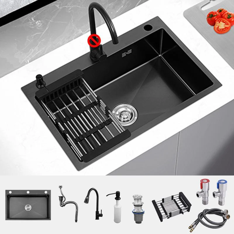 Dirt Resistant Kitchen Sink Soundproof Detail Kitchen Sink with Overflow Hole -Bathlova