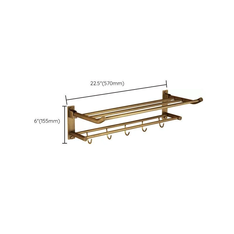 Distressed Brass Traditional Bathroom Set with Bath Shelf/Paper Holder & Towel Bar -Bathlova