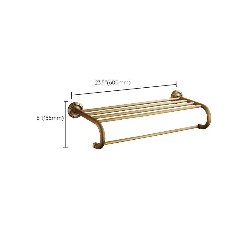 Distressed Brass Traditional Bathroom Set with Bath Shelf/Paper Holder & Towel Bar -Bathlova