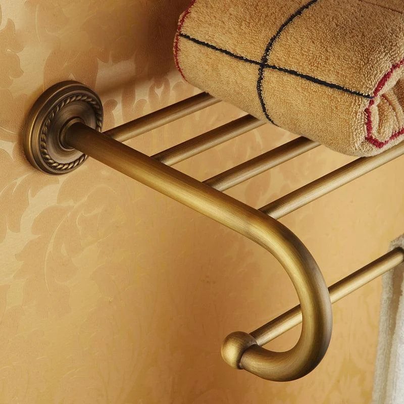 Distressed Brass Traditional Bathroom Set with Bath Shelf/Paper Holder & Towel Bar -Bathlova