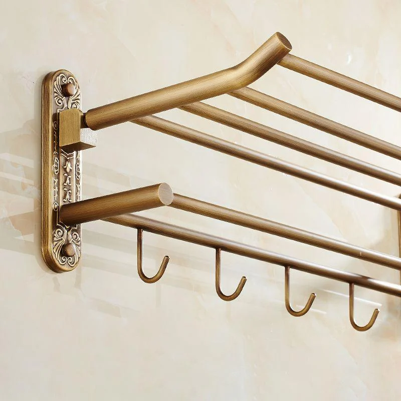 Distressed Brass Traditional Bathroom Set with Bath Shelf/Paper Holder & Towel Bar -Bathlova