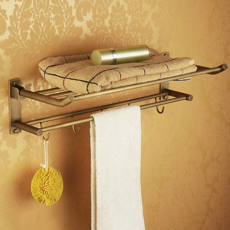 Distressed Brass Traditional Bathroom Set with Bath Shelf/Paper Holder & Towel Bar -Bathlova