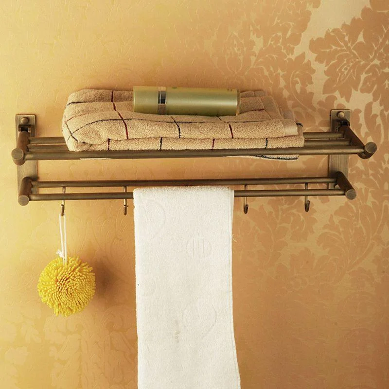 Distressed Brass Traditional Bathroom Set with Bath Shelf/Paper Holder & Towel Bar -Bathlova