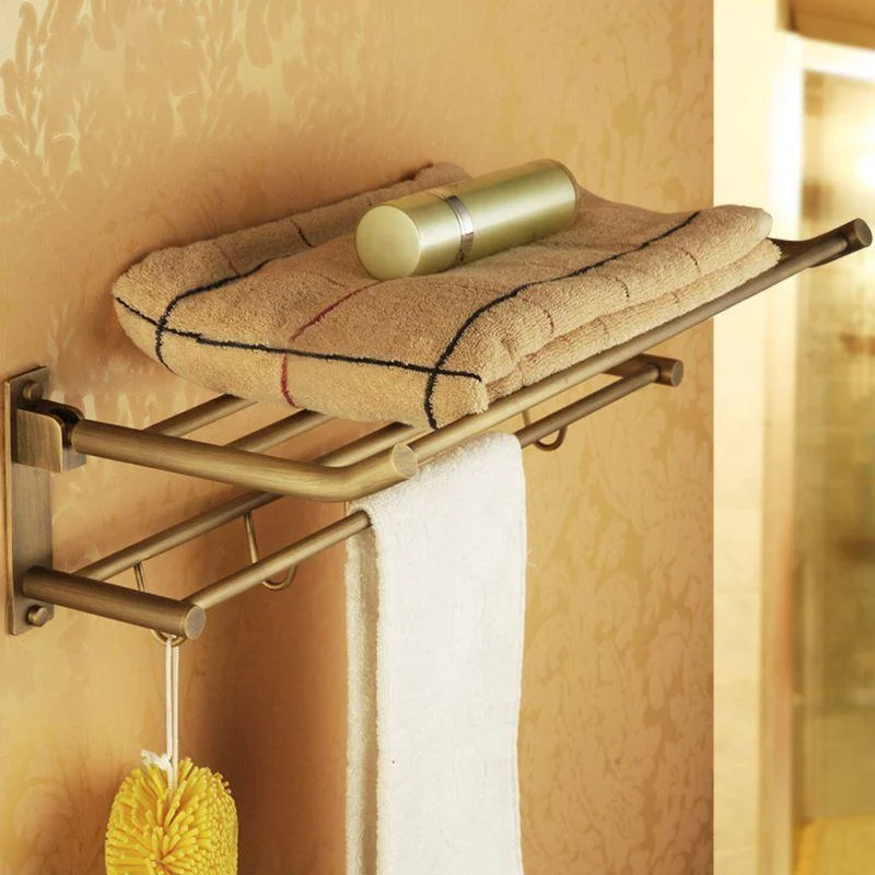 Distressed Brass Traditional Bathroom Set with Bath Shelf/Paper Holder & Towel Bar -Bathlova