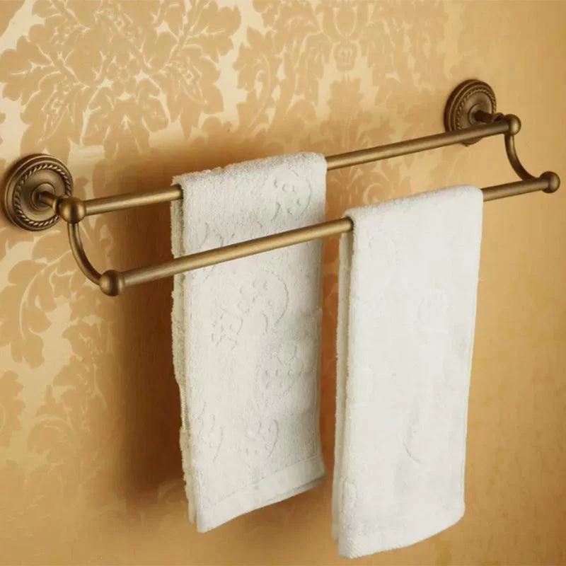 Distressed Brass Traditional Bathroom Set with Bath Shelf/Paper Holder & Towel Bar -Bathlova