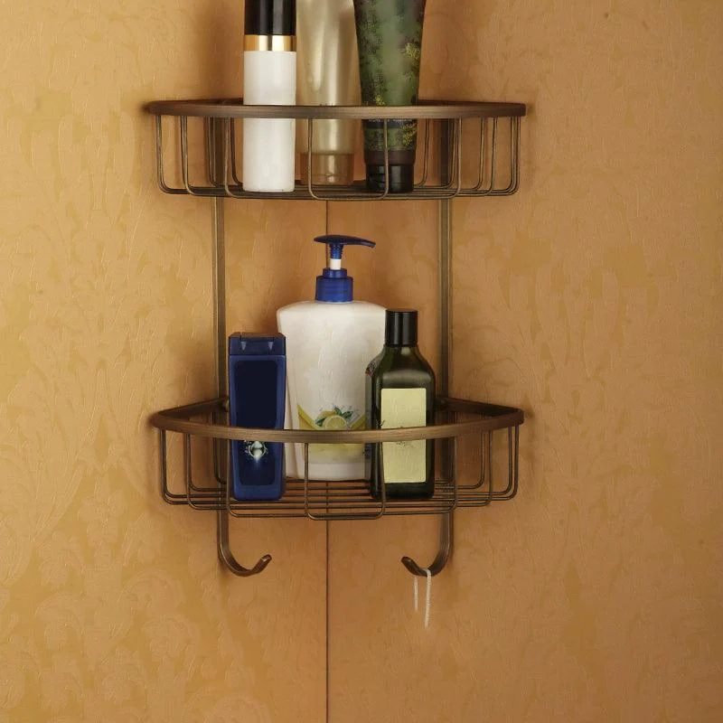 Distressed Brass Traditional Bathroom Set with Bath Shelf/Paper Holder & Towel Bar -Bathlova