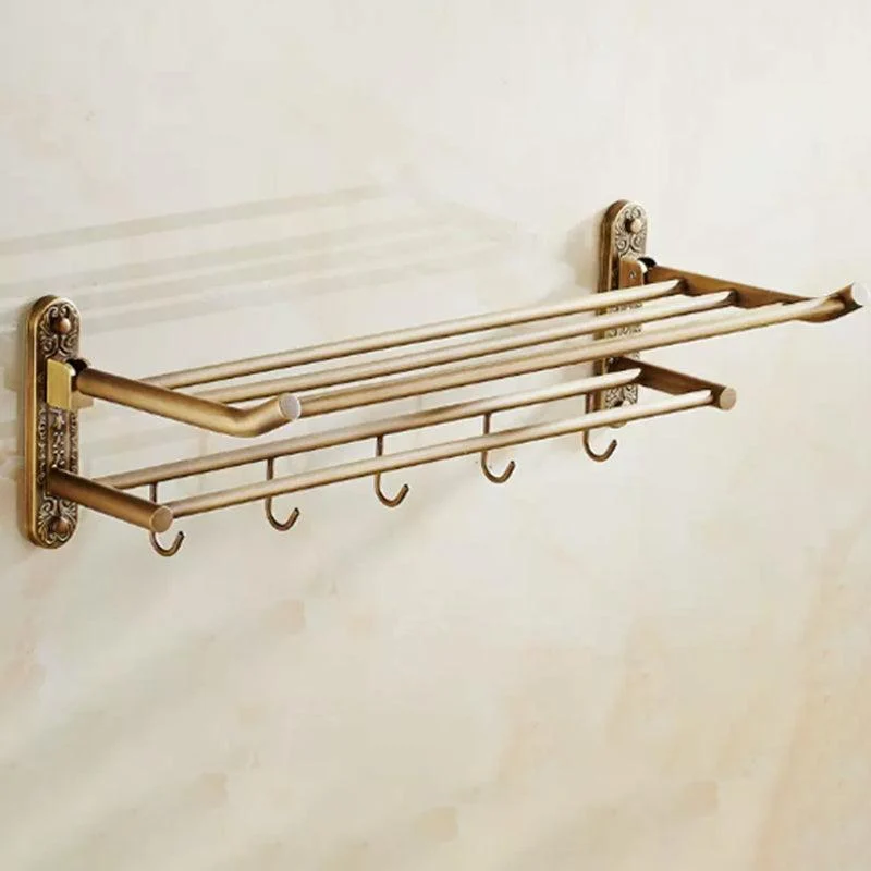 Distressed Brass Traditional Bathroom Set with Bath Shelf/Paper Holder & Towel Bar -Bathlova