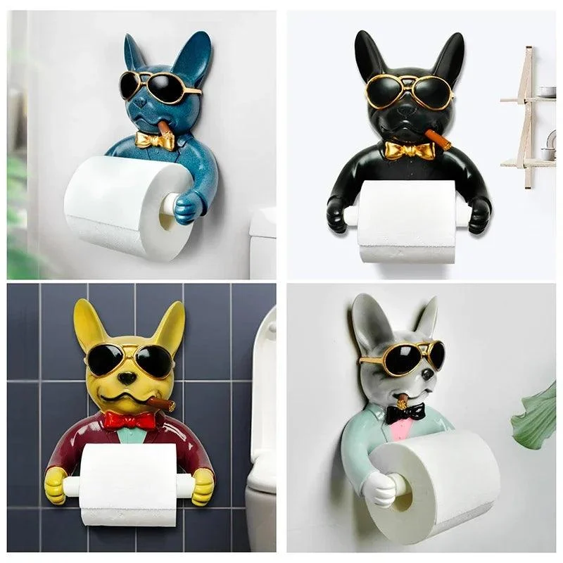 Dog Design Toilet Paper Holder Hygiene Resin Free Punch Hand Tissue Box -Bathlova