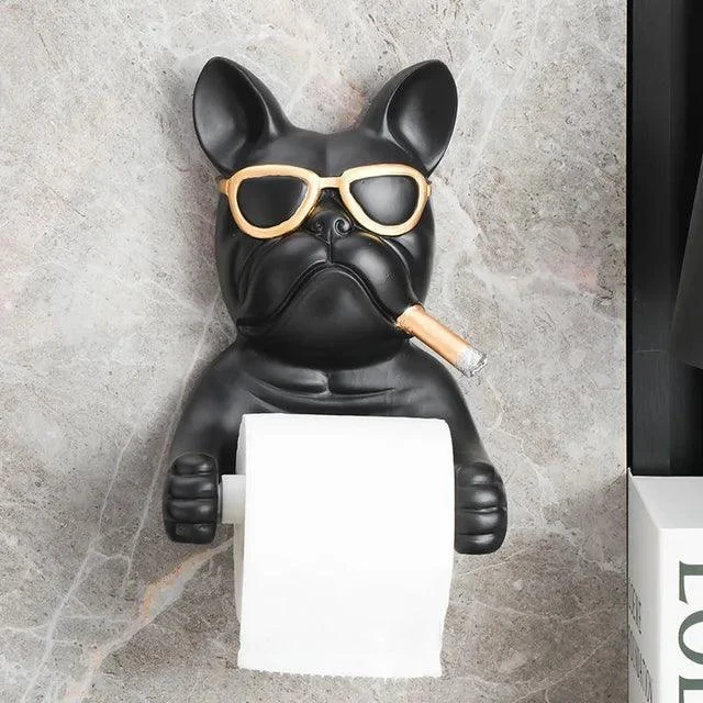 Dog Design Toilet Paper Holder Hygiene Resin Free Punch Hand Tissue Box -Bathlova