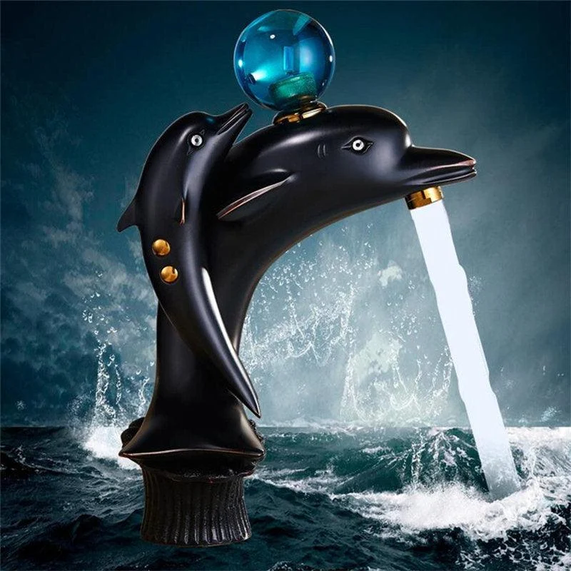 Dolphin Crane Basin Tap Bathroom Sink Hot and Cold Mixer Tap -Bathlova