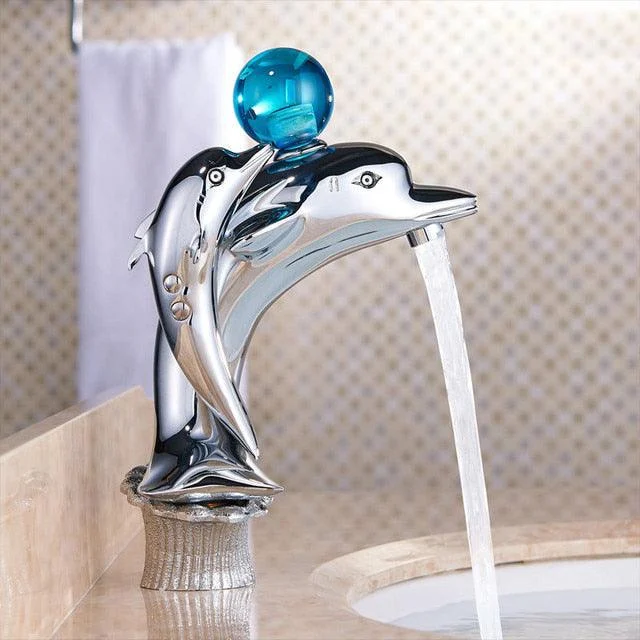 Dolphin Crane Basin Tap Bathroom Sink Hot and Cold Mixer Tap -Bathlova