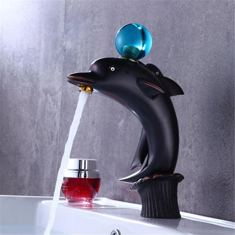 Dolphin Crane Basin Tap Bathroom Sink Hot and Cold Mixer Tap -Bathlova