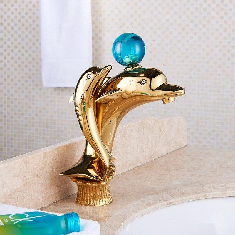 Dolphin Crane Basin Tap Bathroom Sink Hot and Cold Mixer Tap -Bathlova